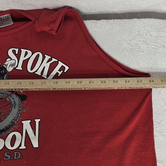 Oneita Vintage 90s Red Sturgis Broken Spoke Saloon XXL Tank Top Muscle Shirt USA - Picture 8 of 8